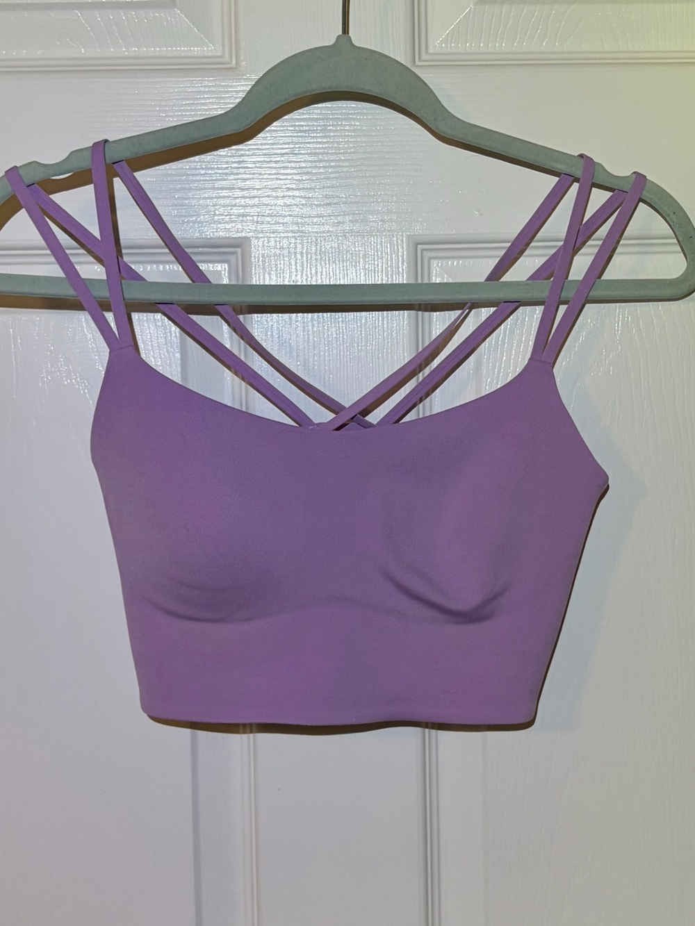 Lilac Strappy Crop Bralette Top with Slightly Molded Cups. Size Small
